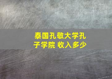 泰国孔敬大学孔子学院 收入多少